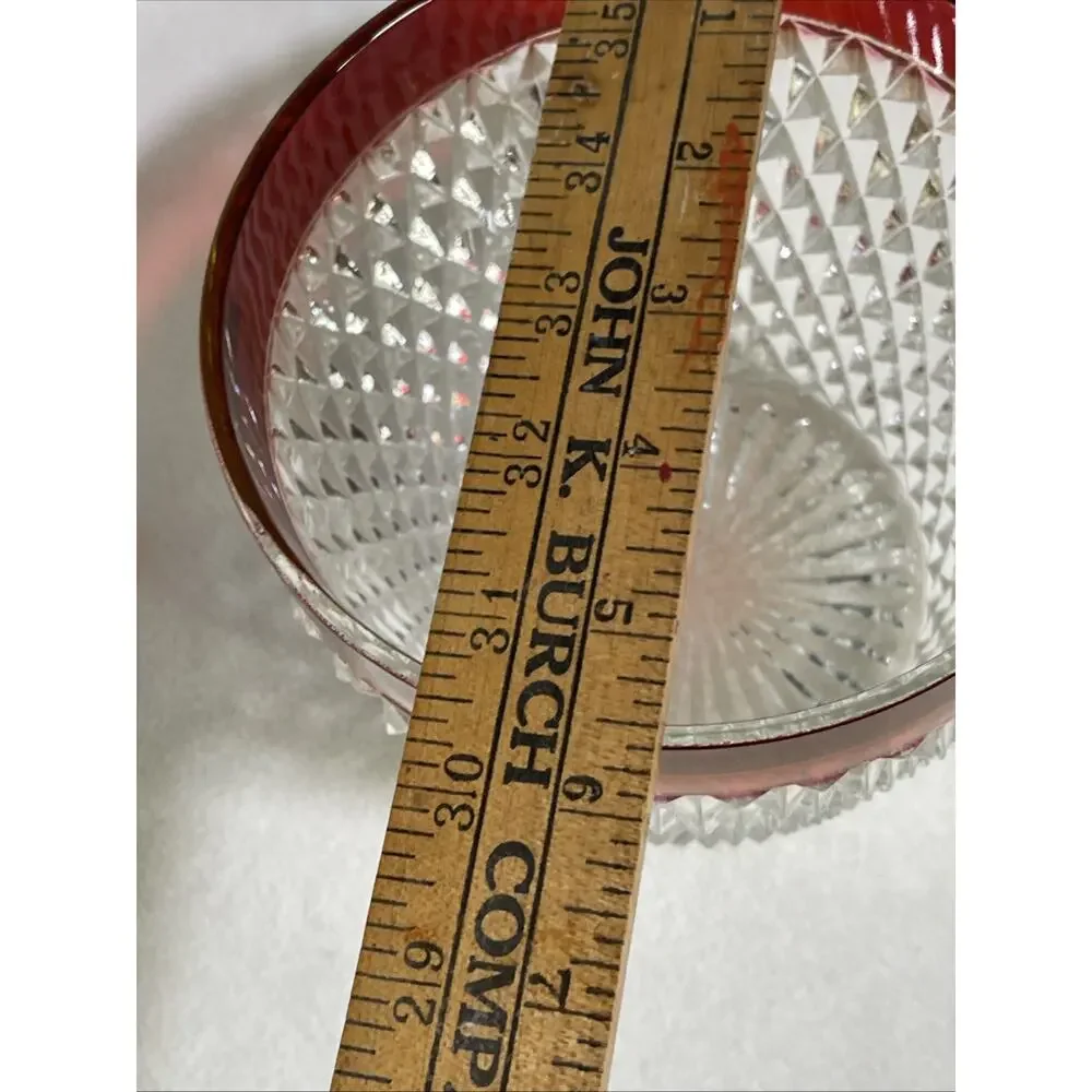 Indiana Glass Ruby Flash Diamond Point Ice Bucket Vintage